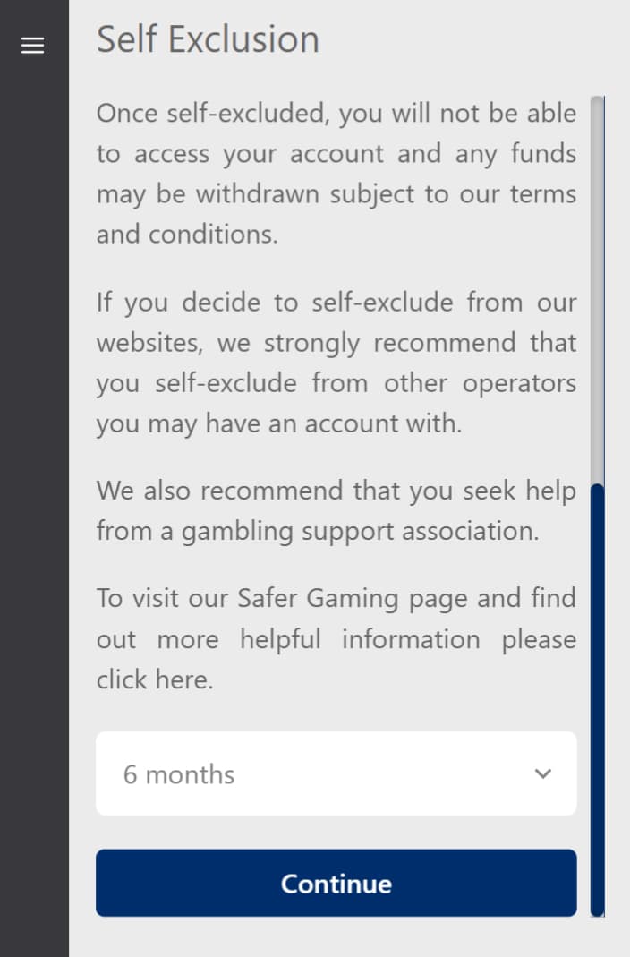 Self Exclusion