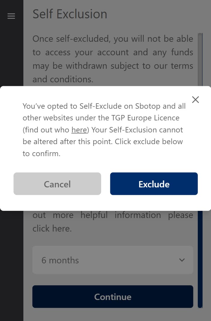 Self Exclusion